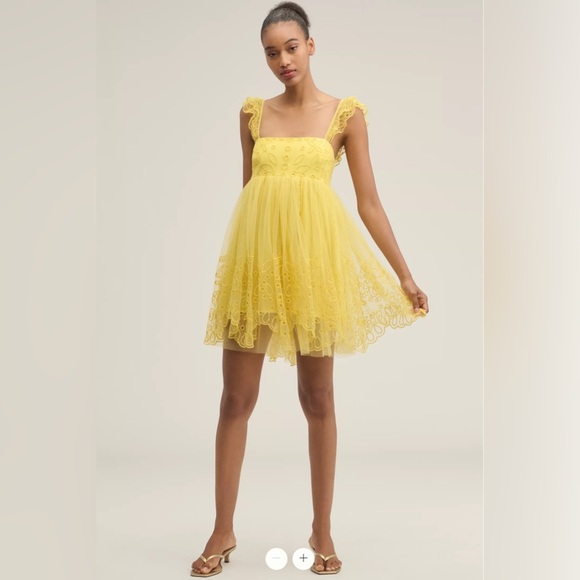 NWT Anthropologie Let Me Be Eyelet Tulle Mini Dress - Picture 2 of 6